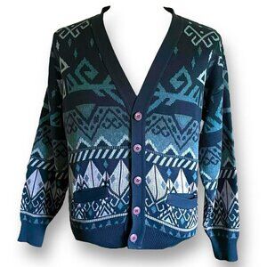 Vintage 80s Cooper Monsieur Mens Cardigan Sz S M Green Eclectic Grandpa Sweater